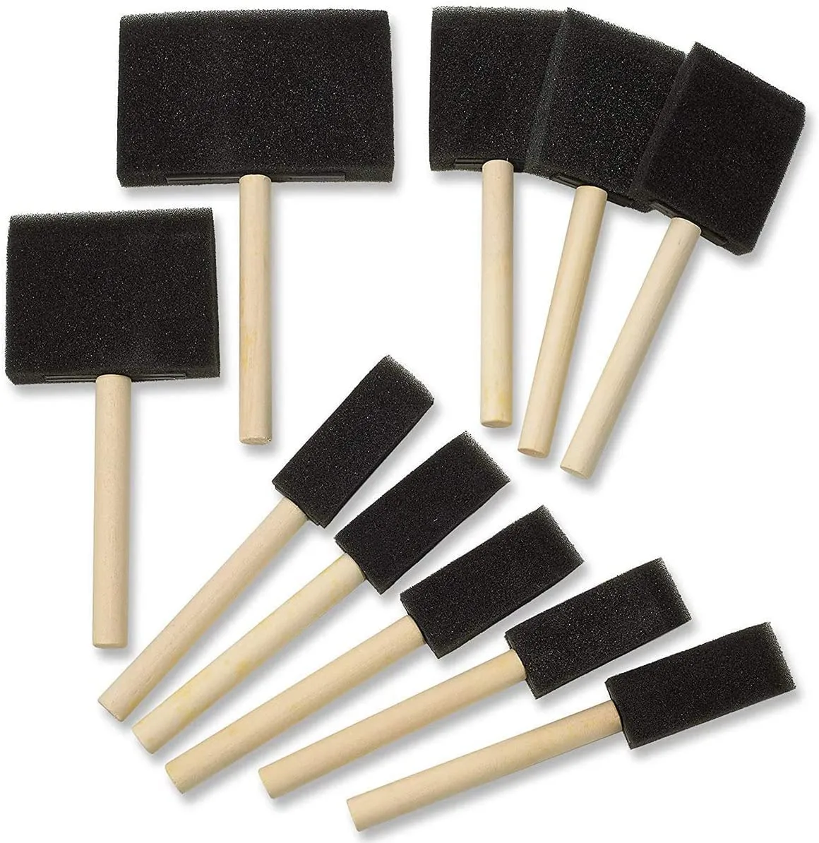 Katzco 10 Pack - Poly Foam Brushes with Wooden Handles - for Any Professional Paint Job