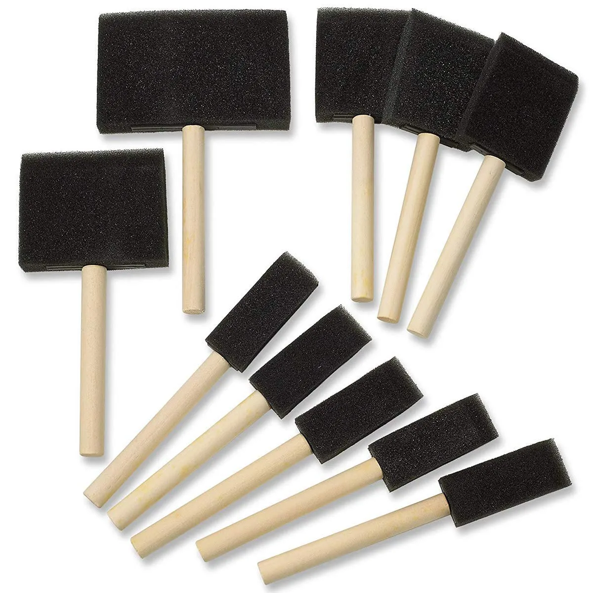 Katzco 10 Pack - Poly Foam Brushes with Wooden Handles - for Any Professional Paint Job