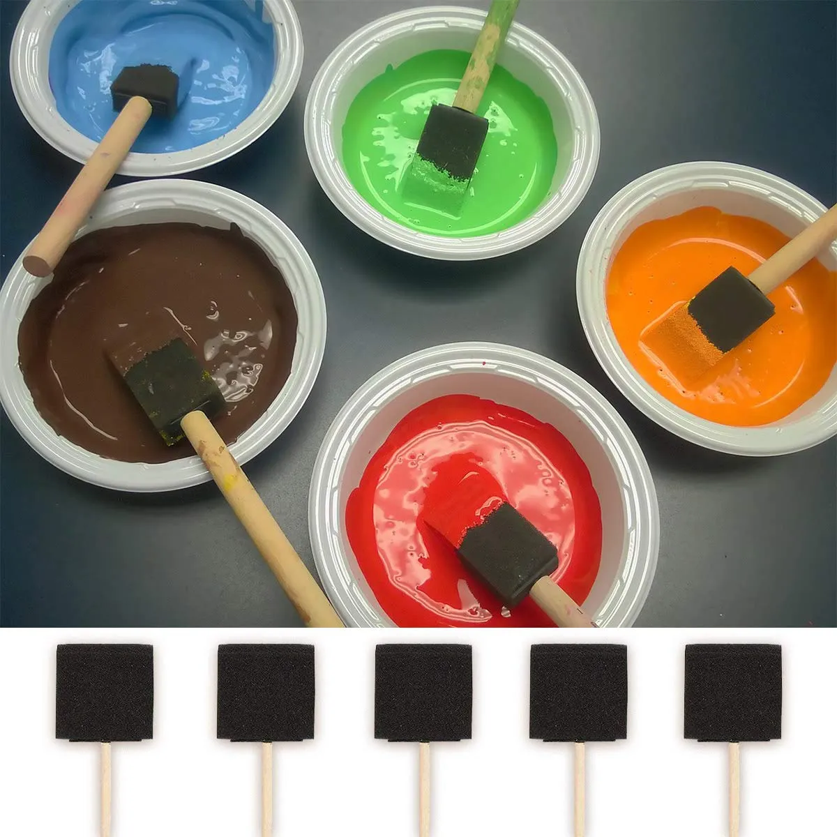 Katzco 10 Pack - Poly Foam Brushes with Wooden Handles - for Any Professional Paint Job